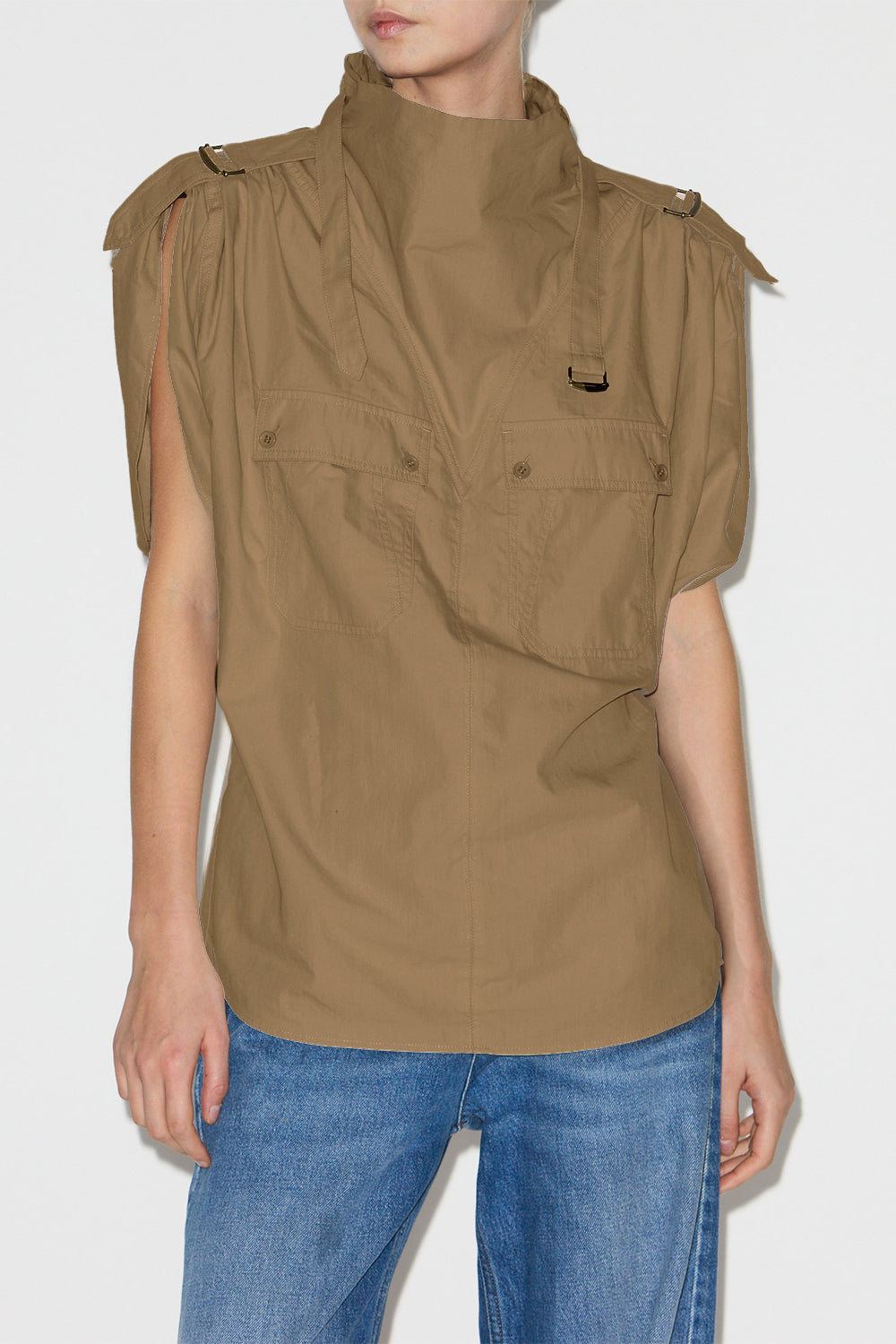 Top nemia en algodón crujiente - Caqui - Woman - 4