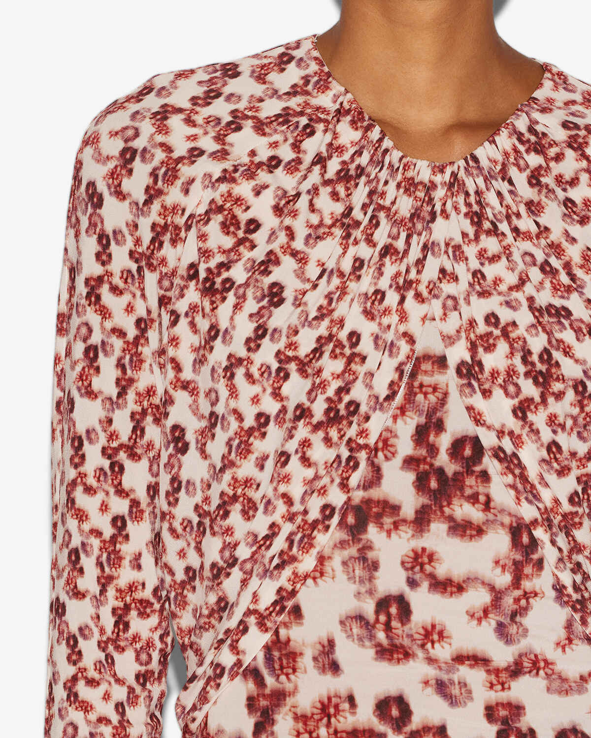 Gaetane draped printed jersey top - Garnet - Woman - 2