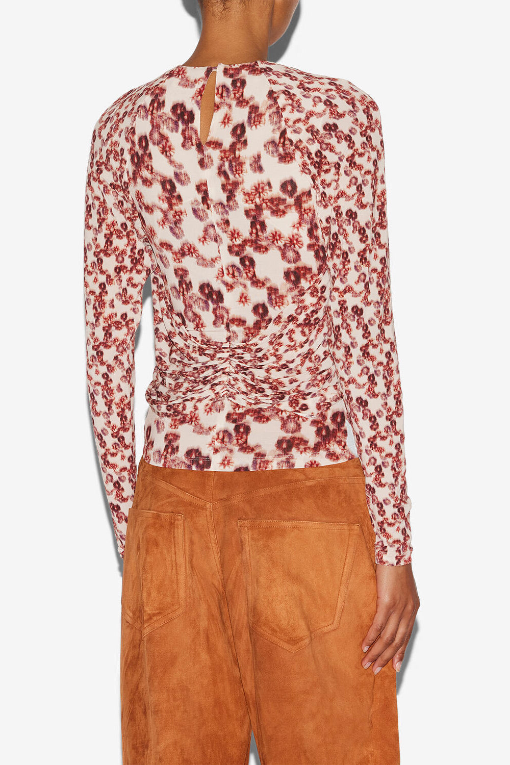 Top gaetane en punto jersey drapeado y estampado - Garnet - Woman - 4