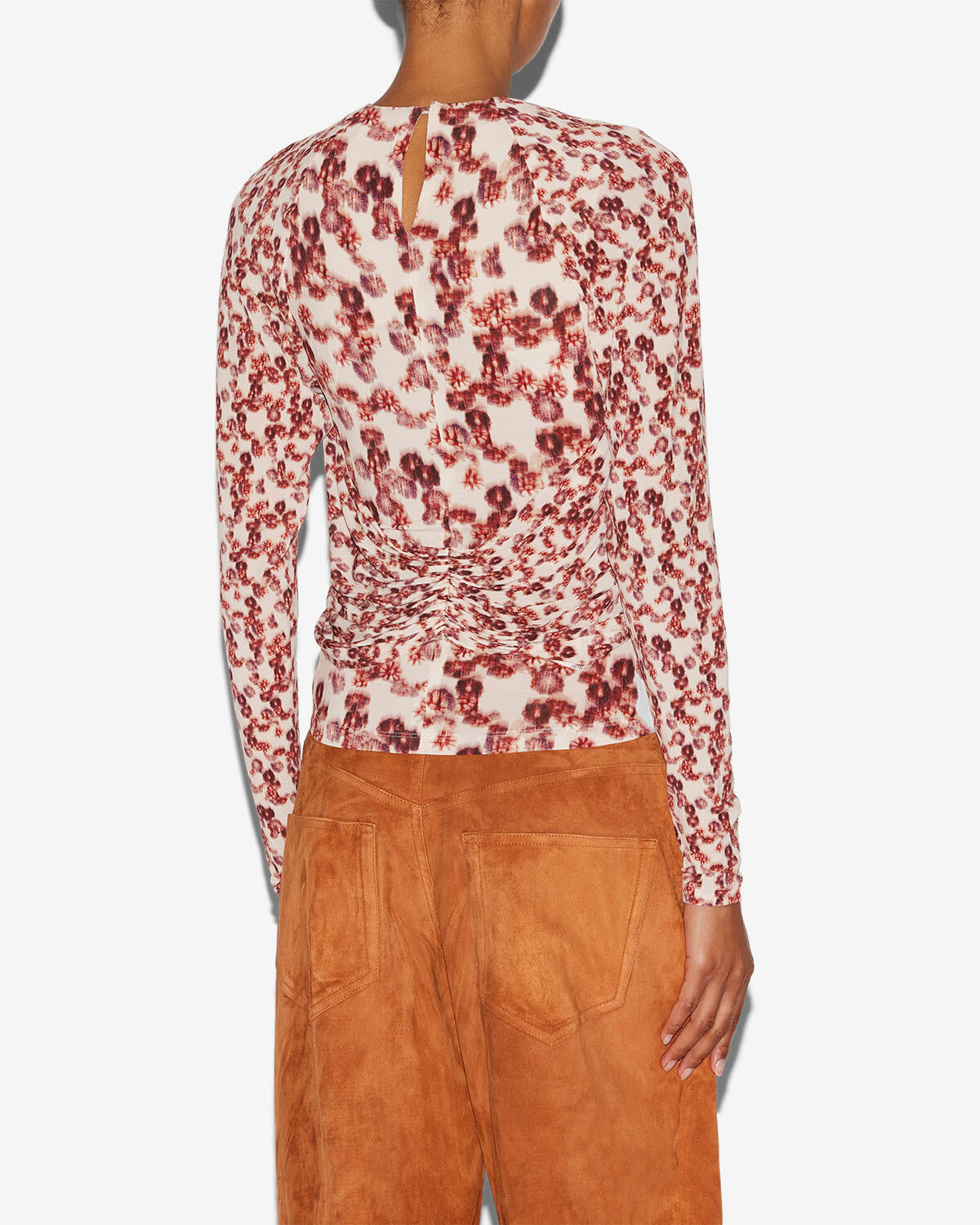 Gaetane draped printed jersey top - Garnet - Woman - 4