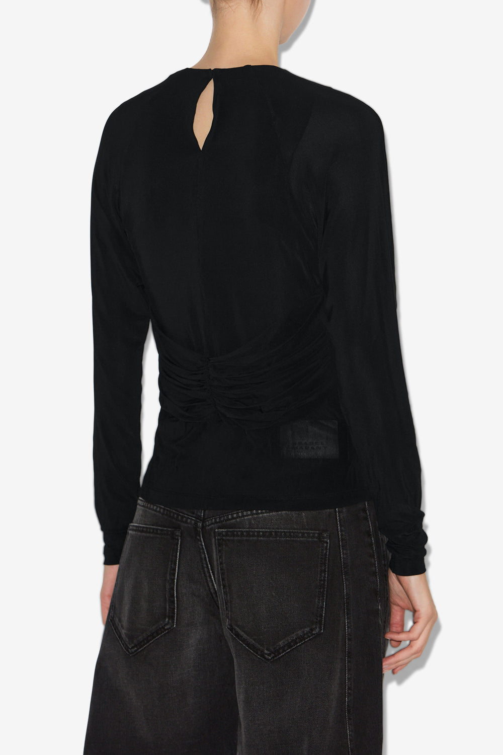 Gaetane draped jersey top - Black - Woman - 5