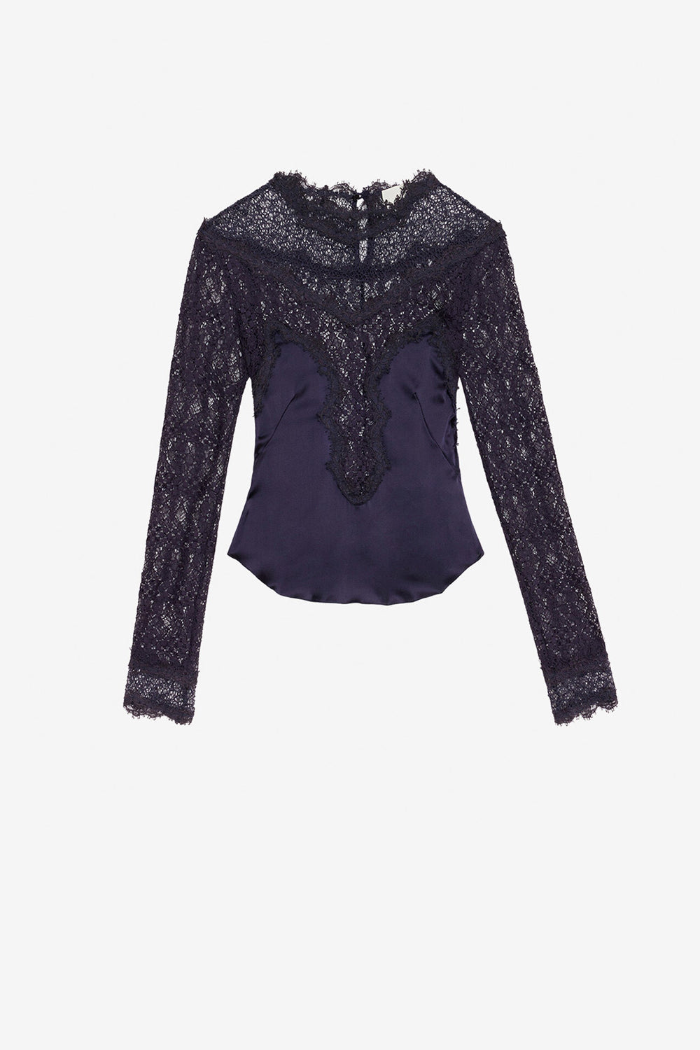 Diem satin and lace top - Black - Woman - 1