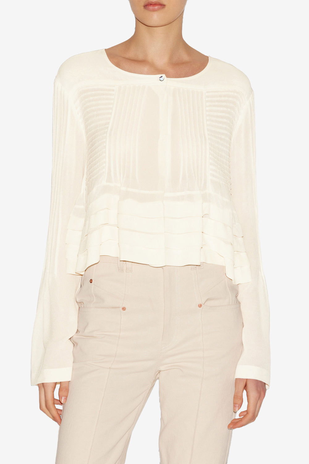 Blusa carolia en crepé plisado - Crudo - Woman - 3