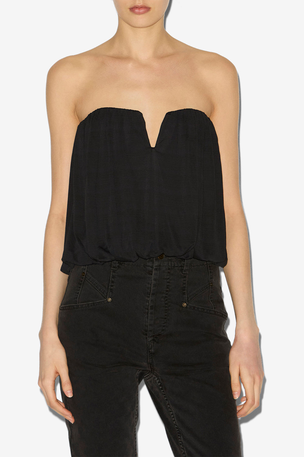 Amalia draped jersey bustier top - Black - Woman - 4