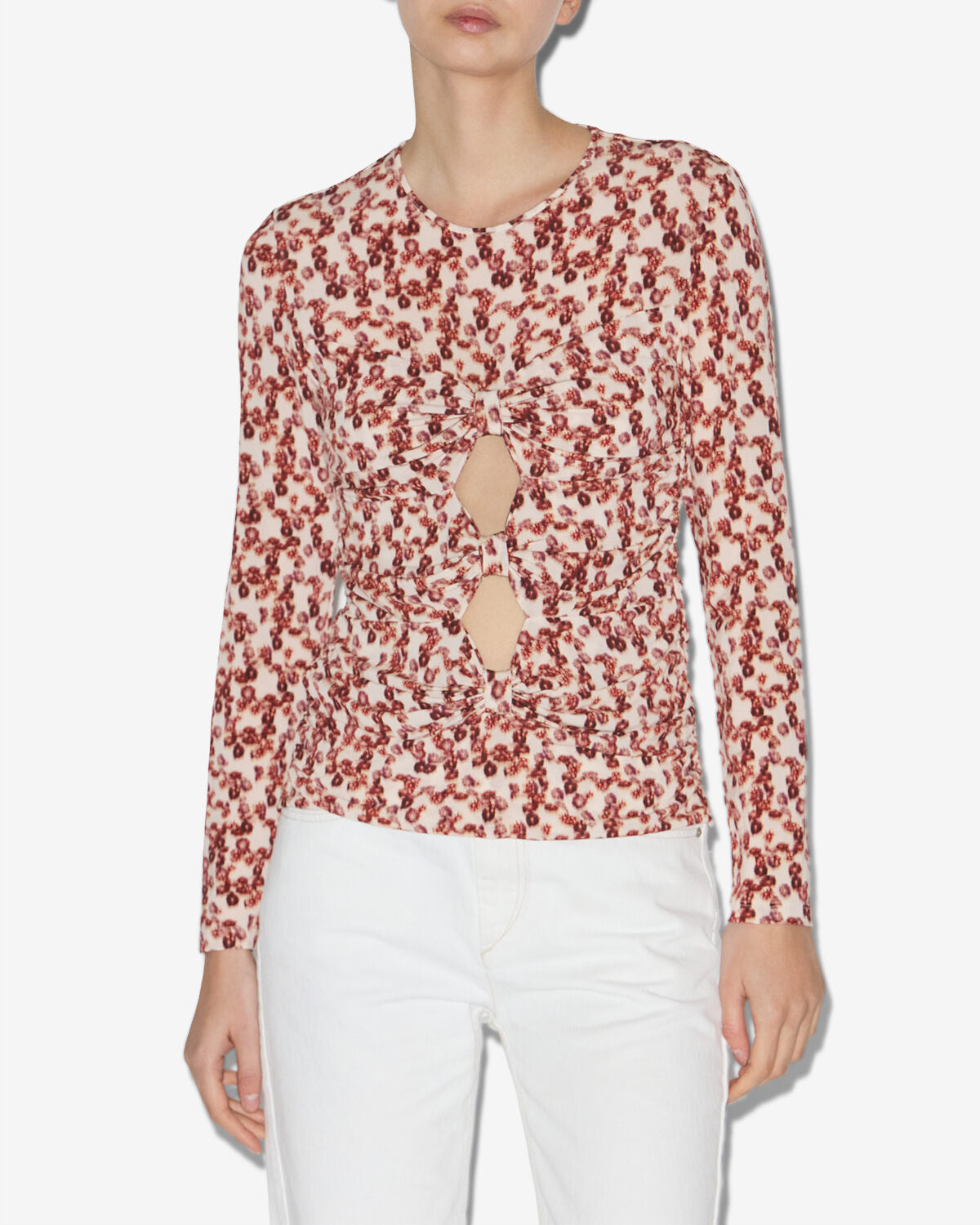 Top gladice in jersey arricciato - Garnet - Woman - 3