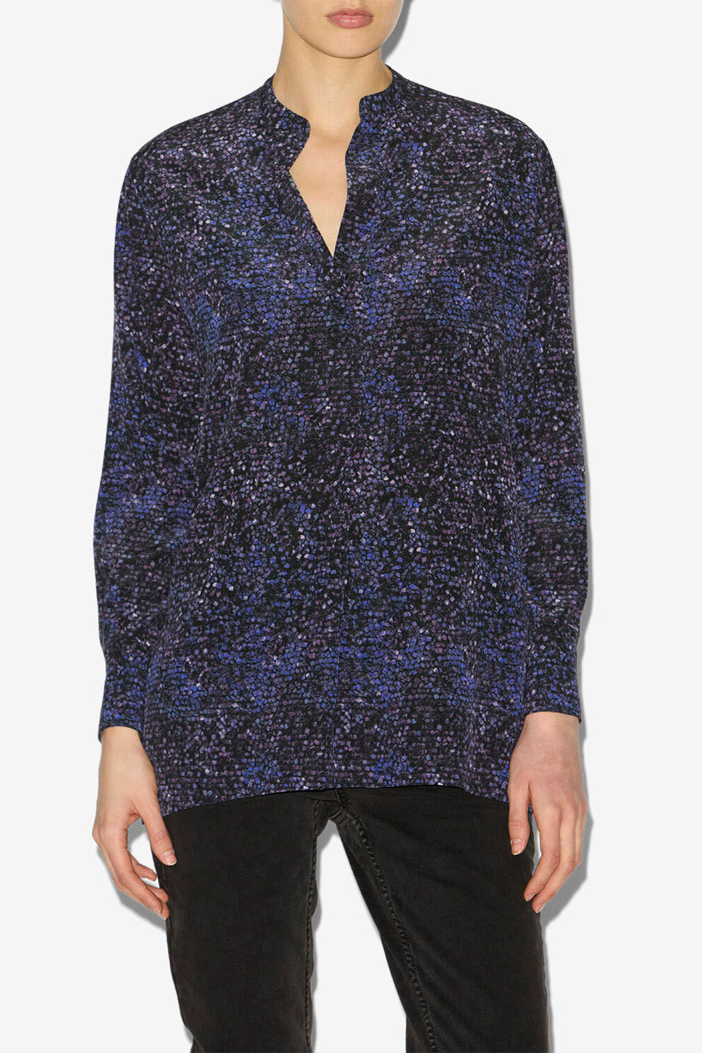 Blusa sima de seda estampada - Midnight - Woman - 3