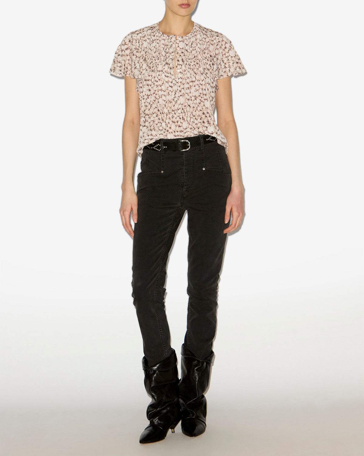 Synda printed silk top - Ecru - Woman - 1