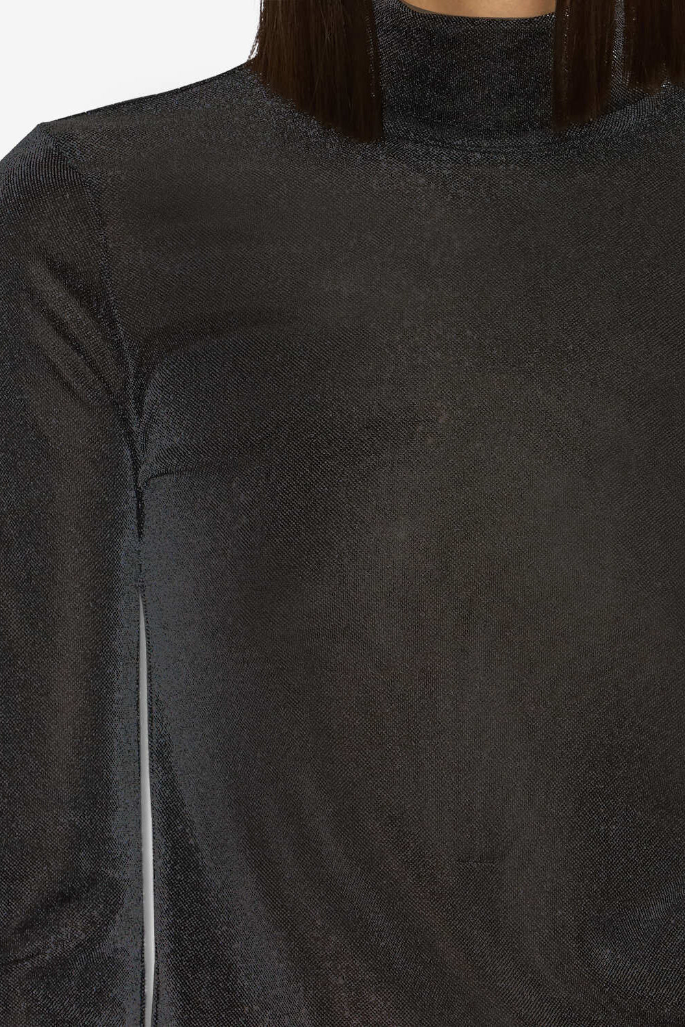 Top jadia de cuello alto en lúrex - Gun metal - Woman - 3