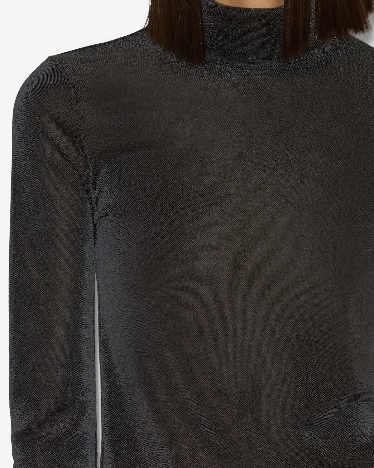 Lurex 루렉스 소재의 하이넥 탑 - Gun metal - Woman - 2