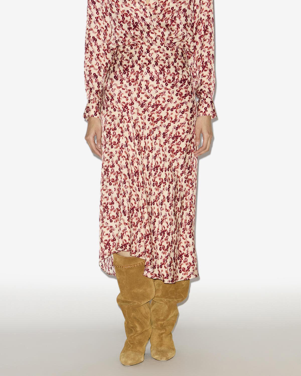 Midi-rock lisanne aus gemustertem jacquard - Garnet - Woman - 2