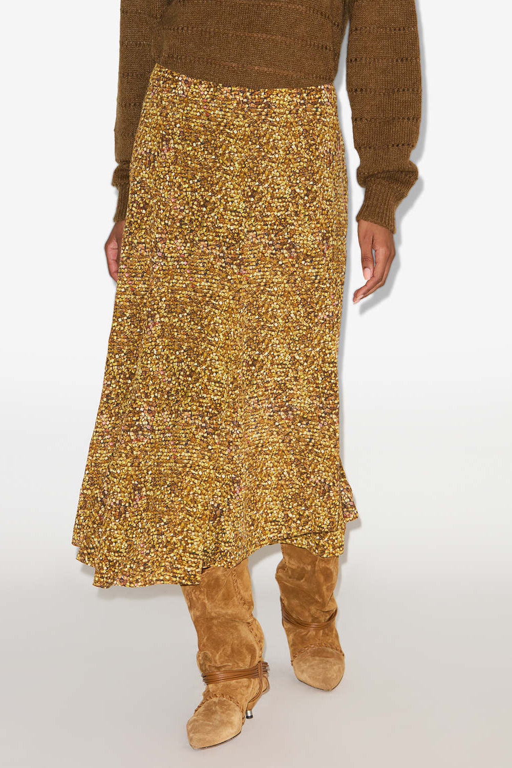Falda hortensia midi estampada - Ochre - Woman - 4