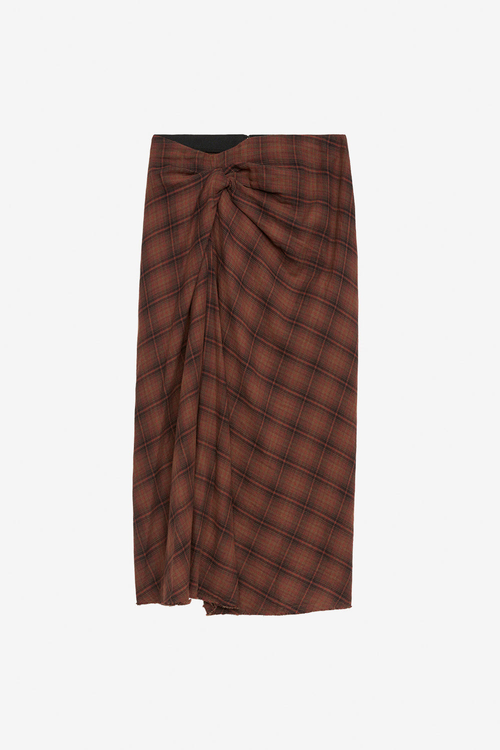 Nicole draped checkered midi skirt - Dark bronze - Woman - 1