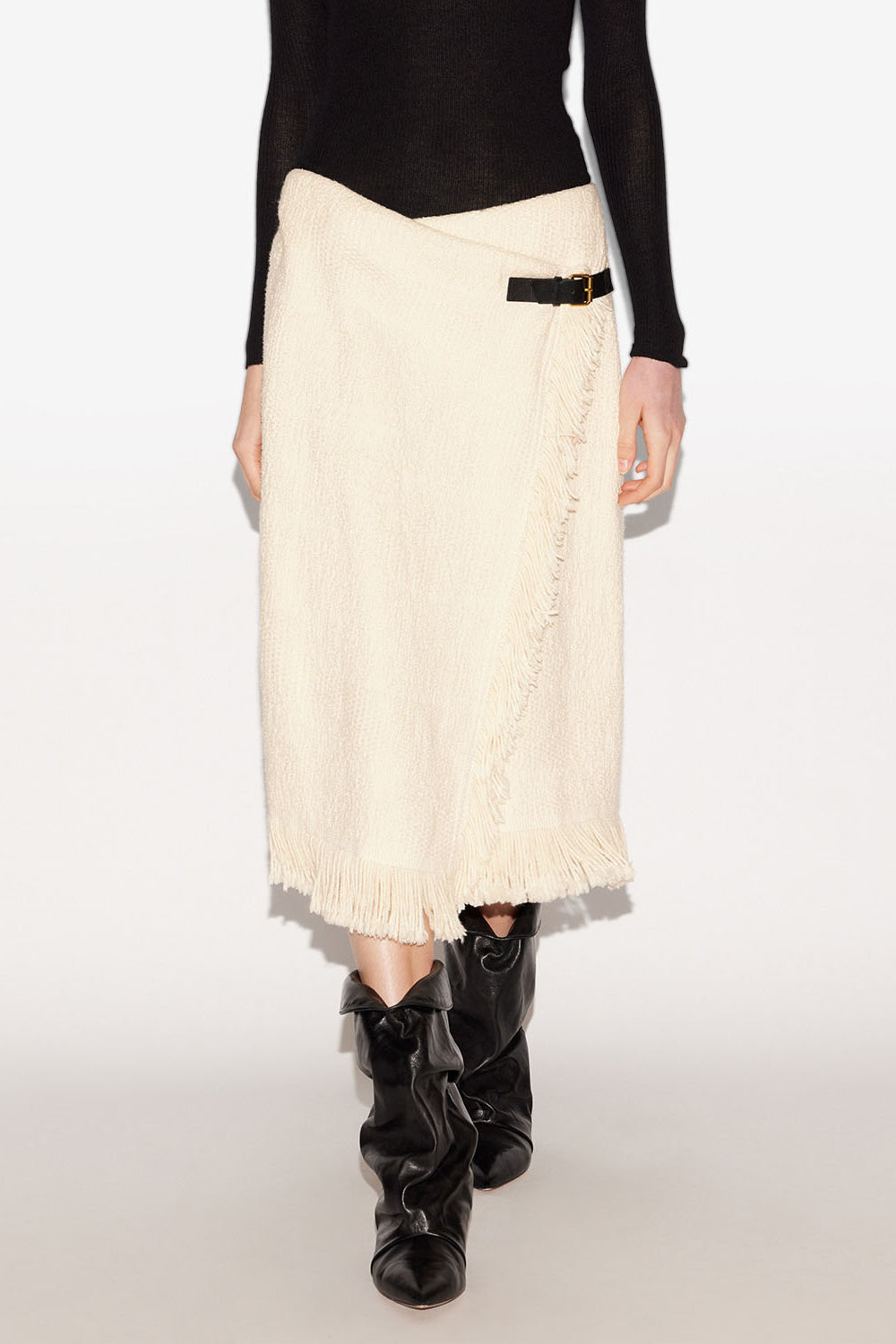 Galla cotton and linen wrap skirt - Ecru - Woman - 4