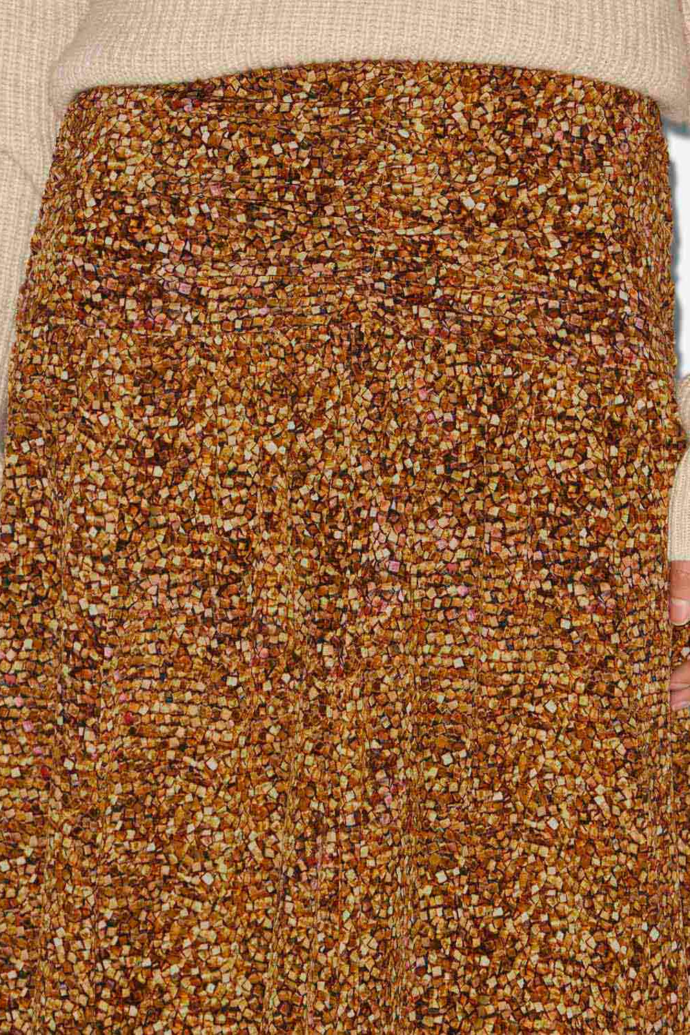 Falda larga syana de seda estampada - Ochre - Woman - 3