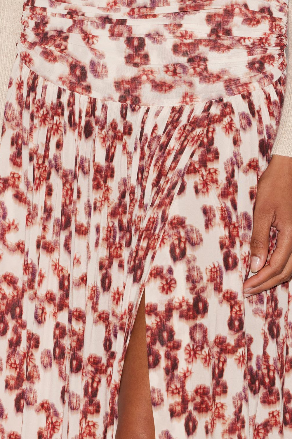 Falda larga gwendy de punto fruncido - Garnet - Woman - 3