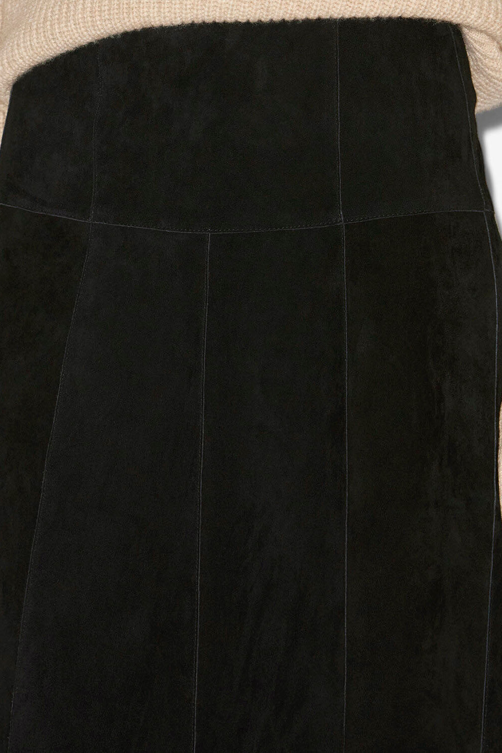 Falda midi devy de cuero suave de ante - Negro - Woman - 3