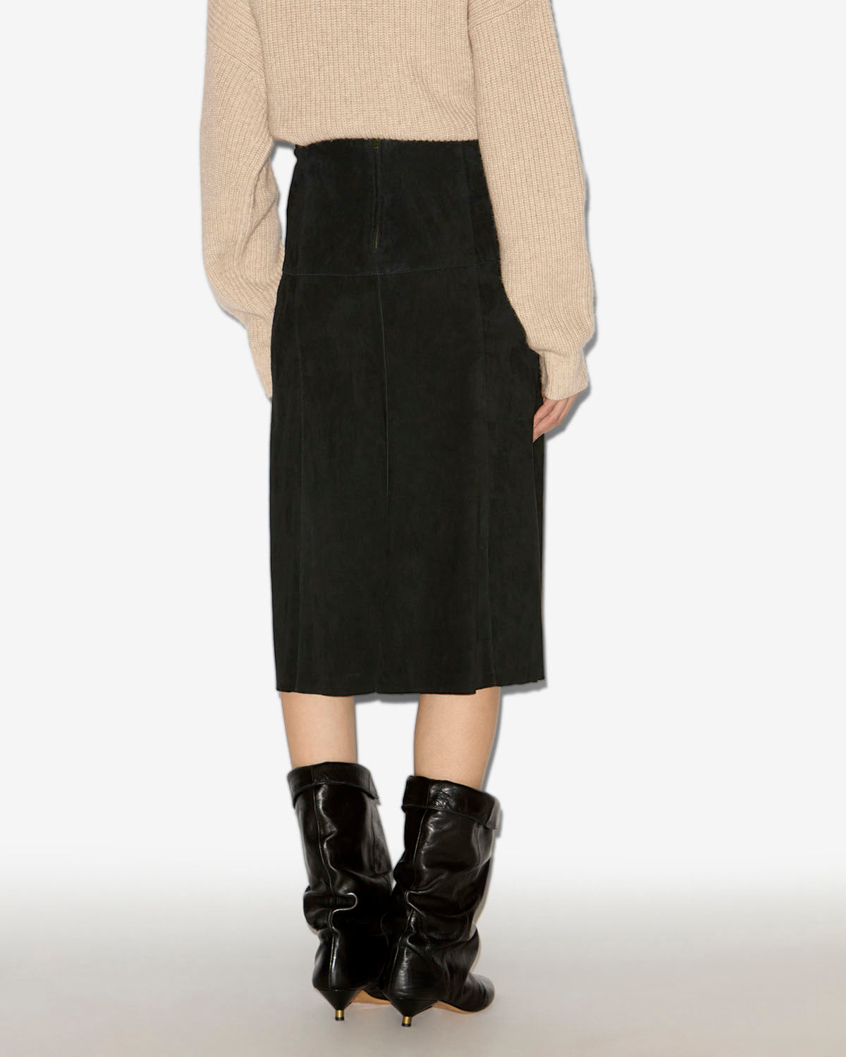Midi-rock devy aus veloursleder - Schwarz - Woman - 4