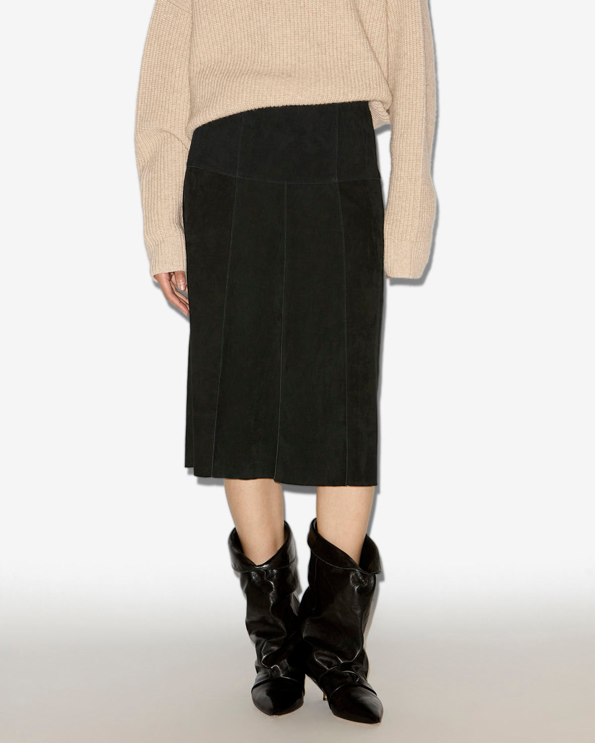 Midi-rock devy aus veloursleder - Schwarz - Woman - 3