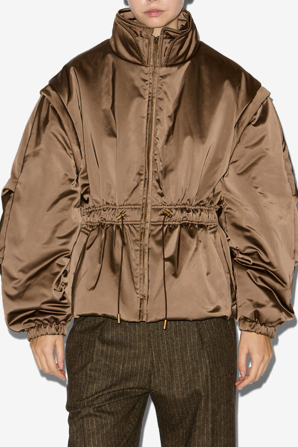 Manteau dastyni en satin matelassé - Kaki - Woman - 4