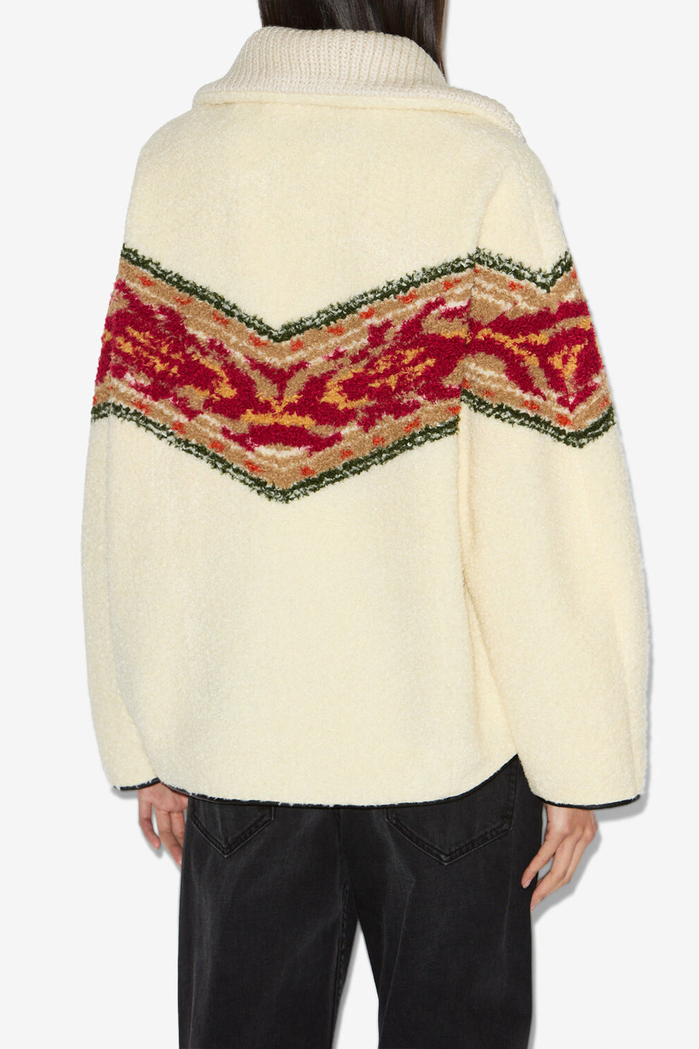 Sur-pull col camionneur en fausse peau marner - Écru - Woman - 5