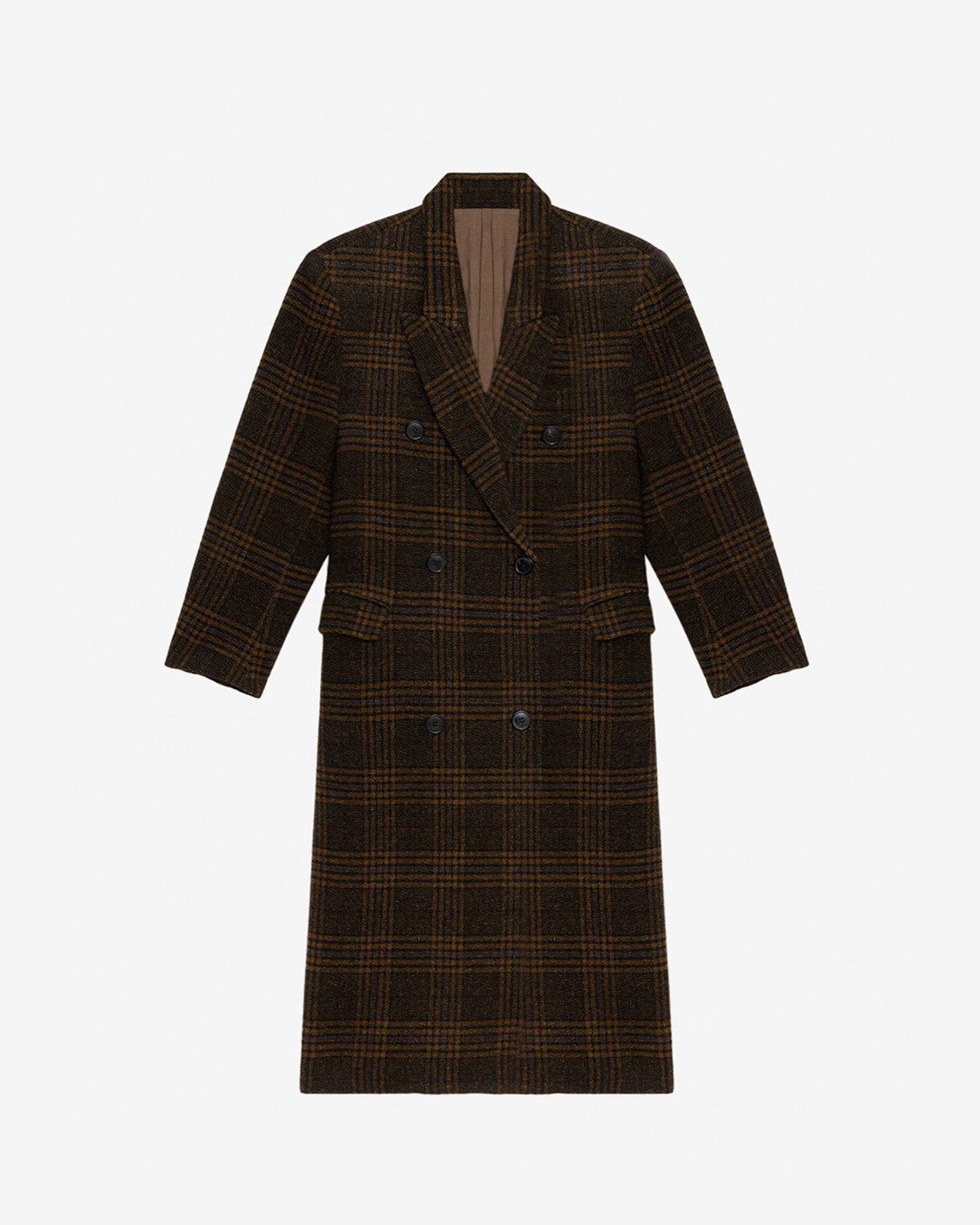 Lexana long checkered wool coat - Khaki - Woman - 2