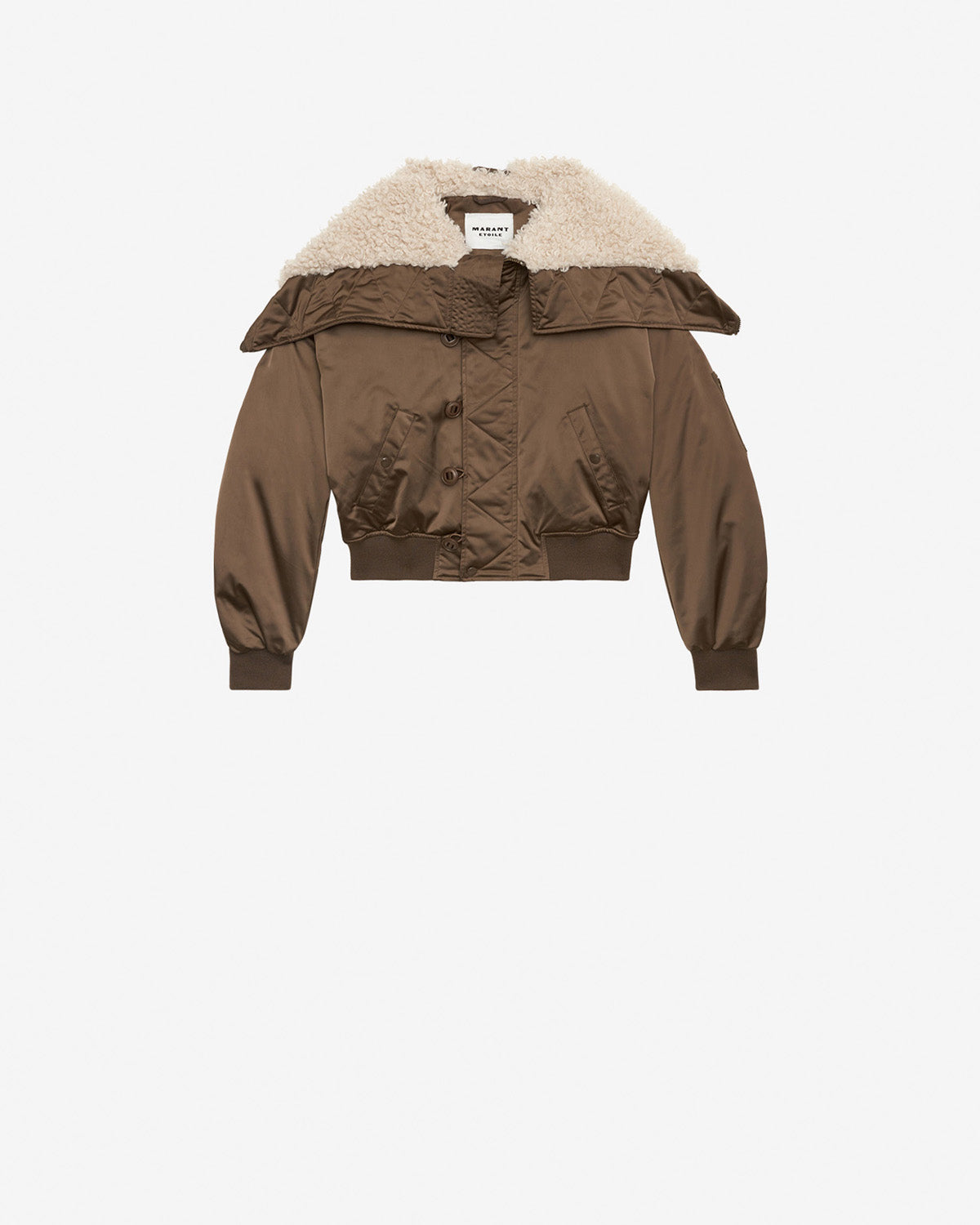 Elisa short quilted satin coat - Khaki - Woman - 5