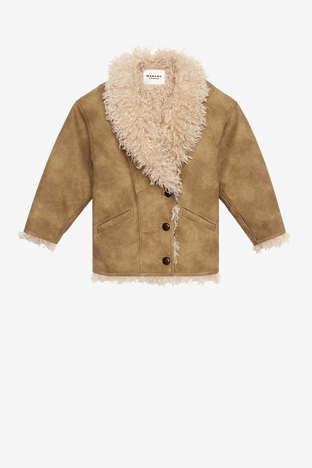 Manteau clea en faux mouton retourné - Taupe - Woman - 1