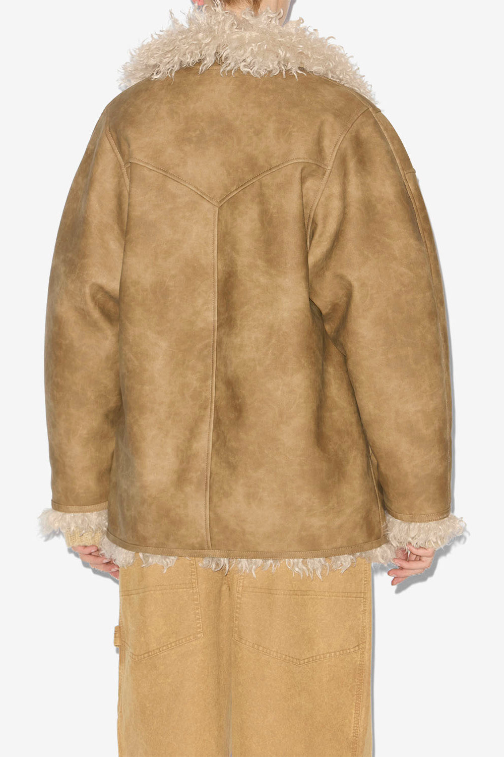 Manteau clea en faux mouton retourné - Taupe - Woman - 5