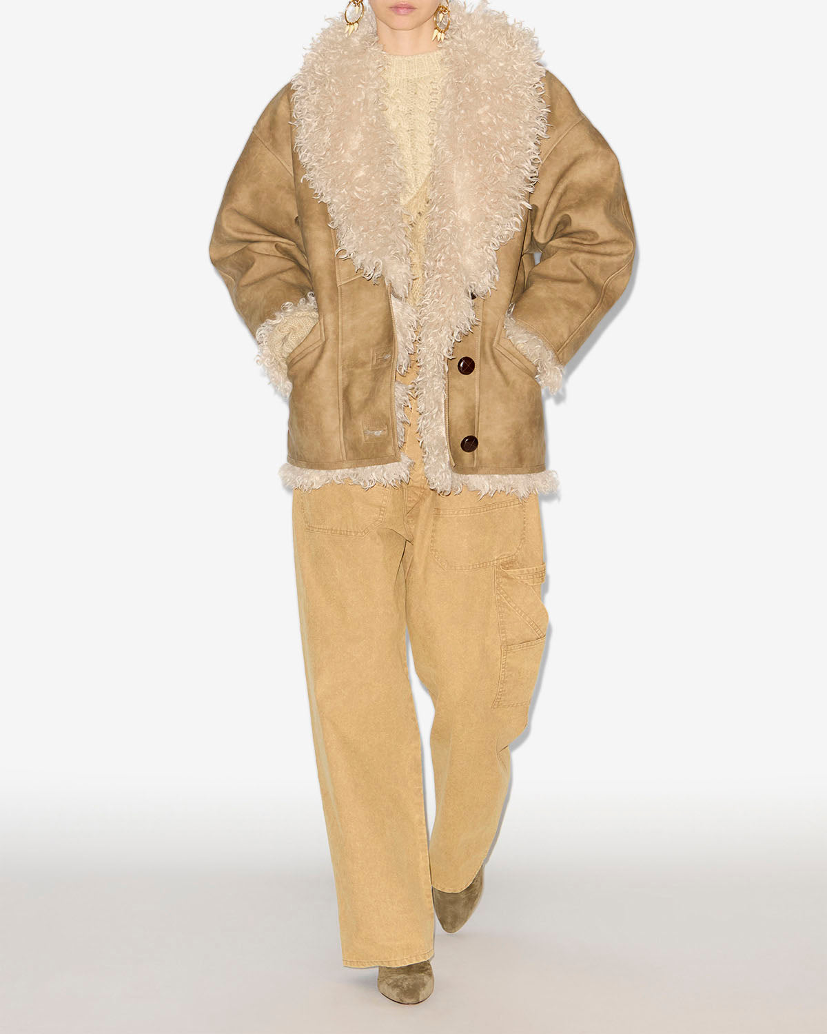 Cappotto clea in ecopelliccia shearling - Taupe - Woman - 1