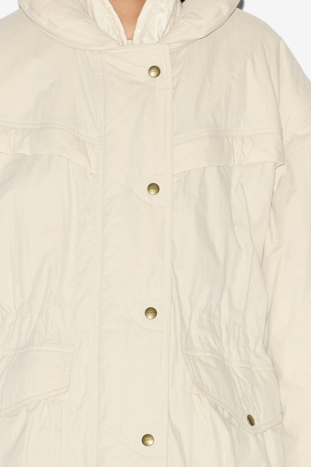 Manteau damone uni en coton  - Écru - Woman - 3