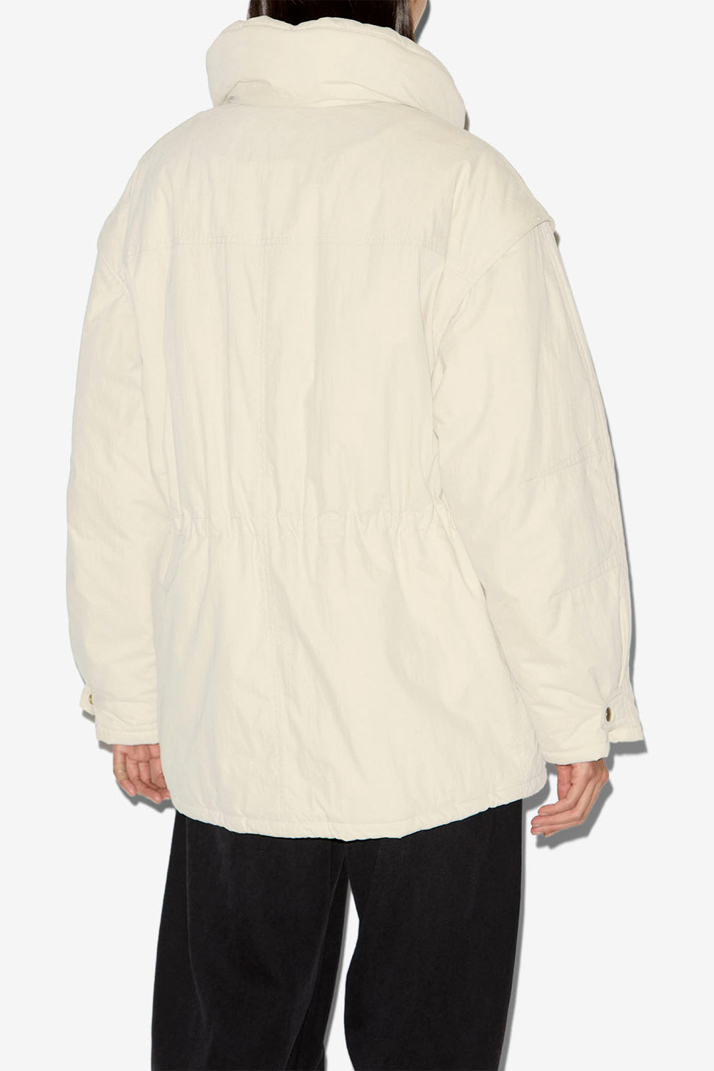 Manteau damone uni en coton  - Écru - Woman - 5