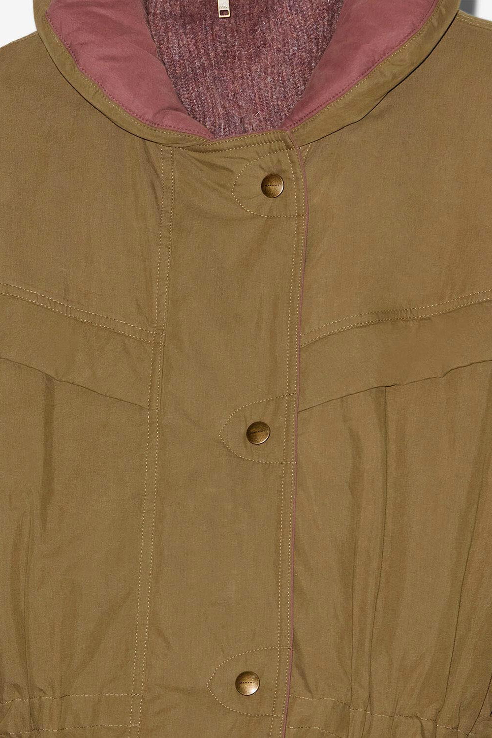 Manteau damone bicolore en coton  - Kaki - Woman - 3