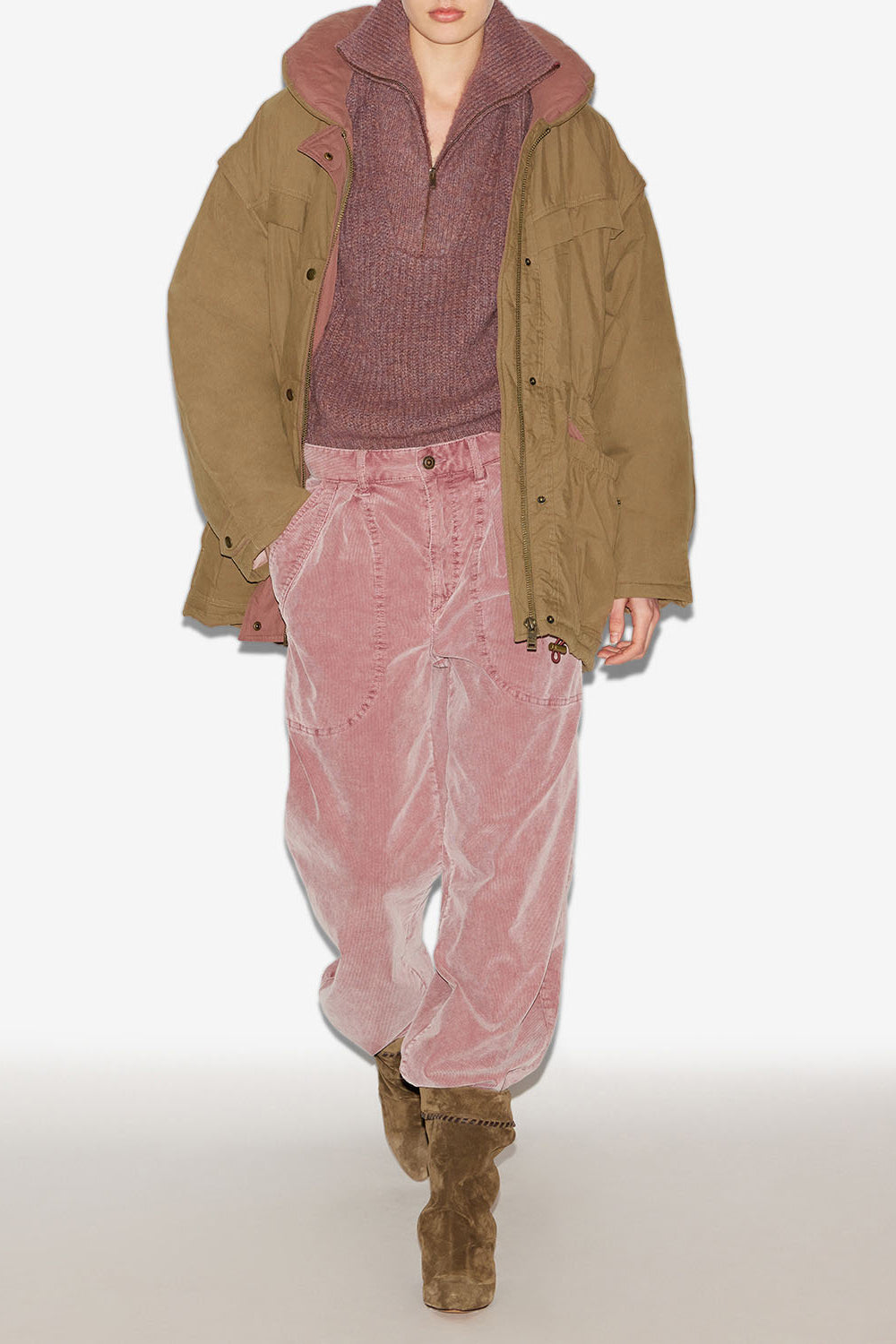 Manteau damone bicolore en coton  - Kaki - Woman - 2