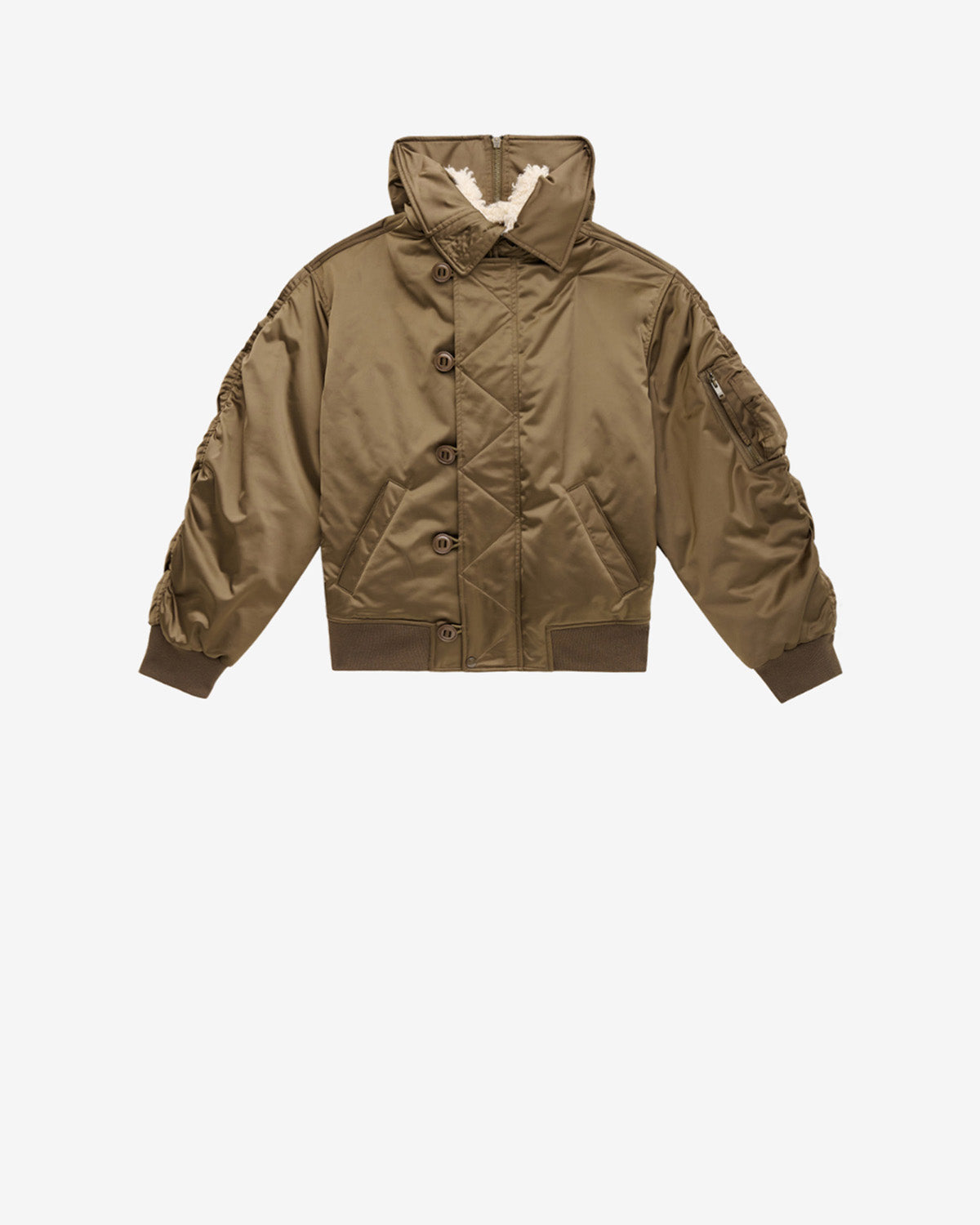 Elroy short quilted satin coat - Khaki - Man - 5