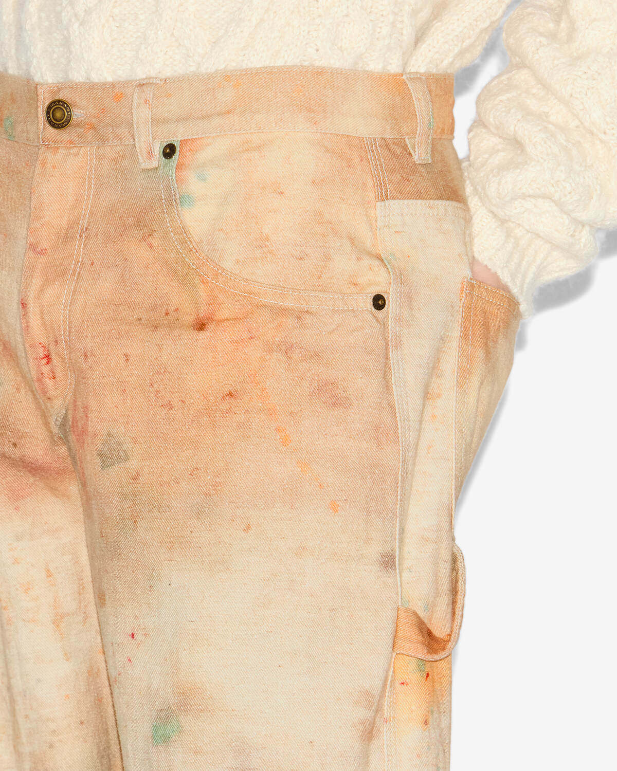 Pablo printed denim pants - Beige - Man - 2
