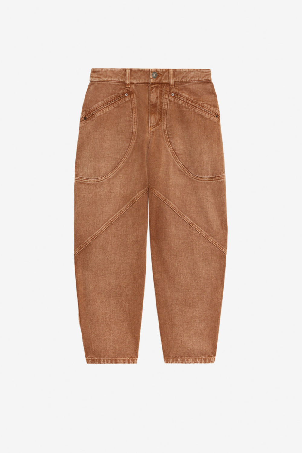 Jean catarina en denim à détails surpiqués - Ocre - Woman - 1