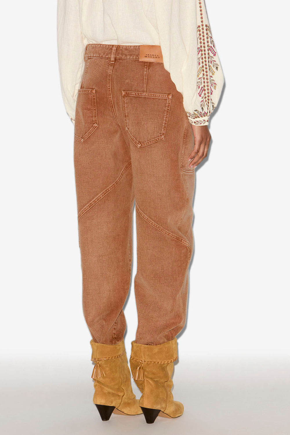 Jean catarina en denim à détails surpiqués - Ocre - Woman - 5