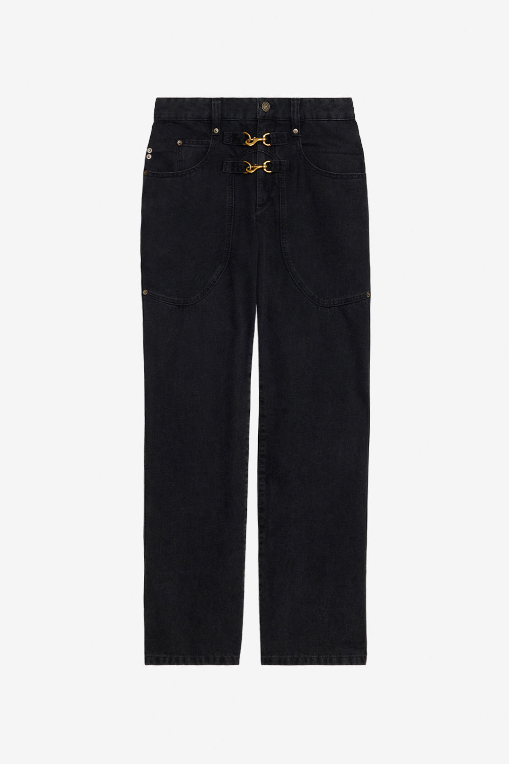 Pantalon brinley taille haute en denim  - Noir délavé - Woman - 1