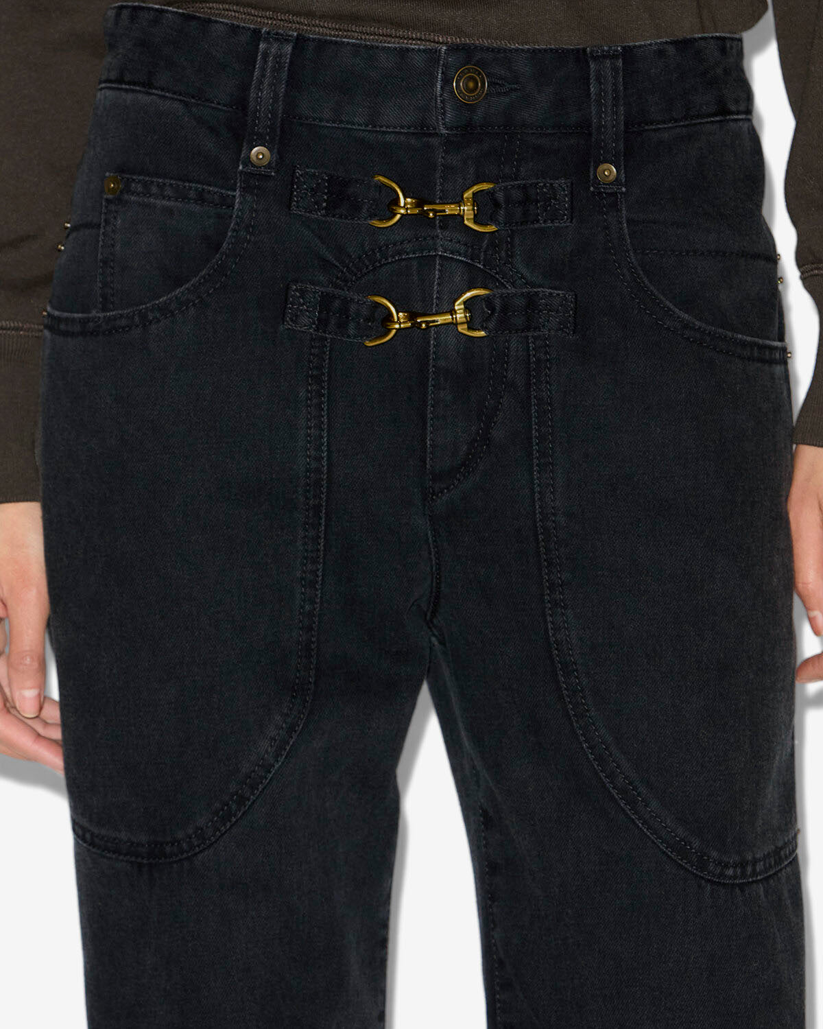 Pantalón brinley de denim de talle alto - Negro lavado - Woman - 2