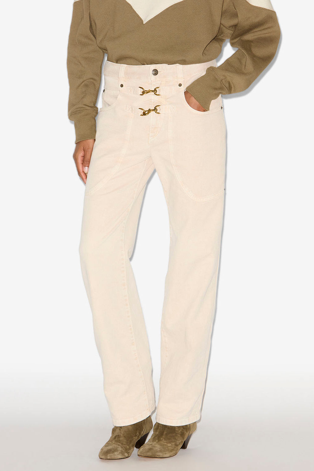 Pantalon brinley taille haute en denim  - Écru - Woman - 4