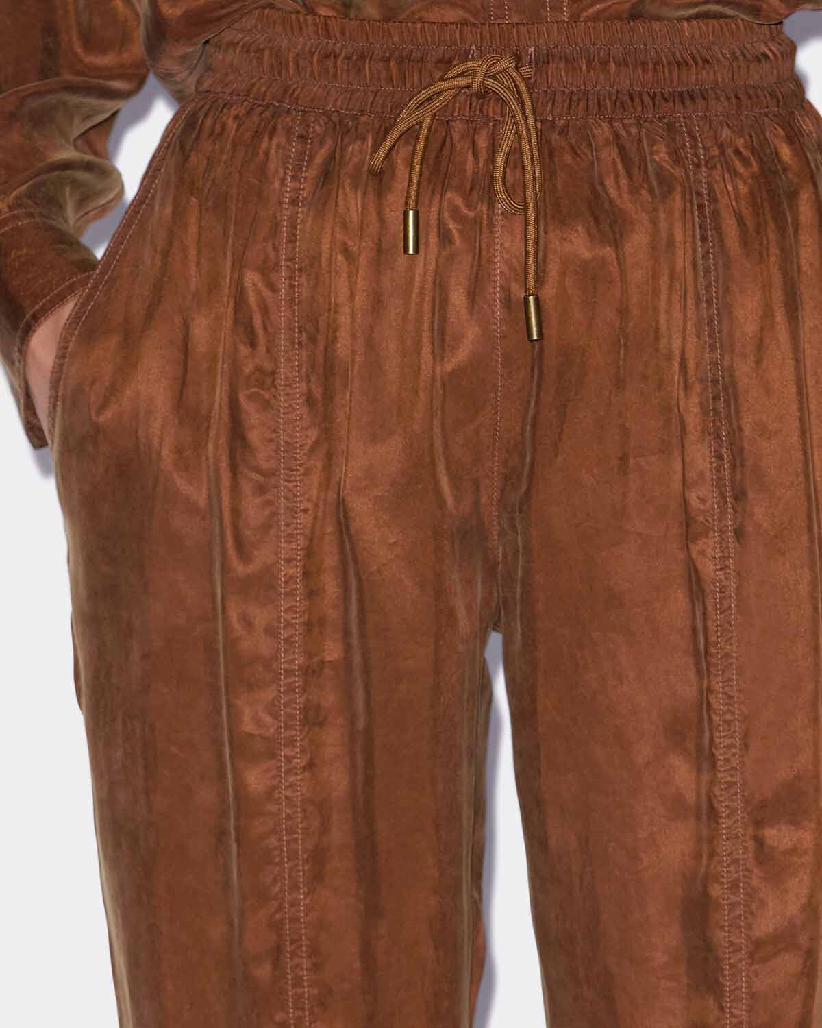 Pantaloni fluidi zaylee in raso - Tabacco - Woman - 2