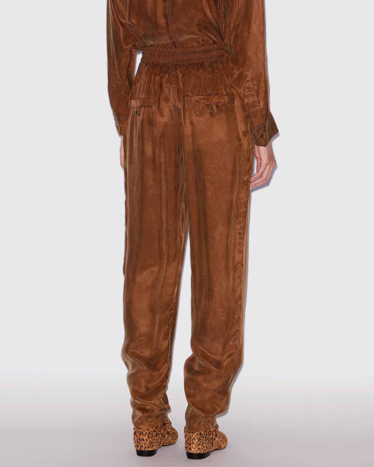 Pantaloni fluidi zaylee in raso - Tabacco - Woman - 4