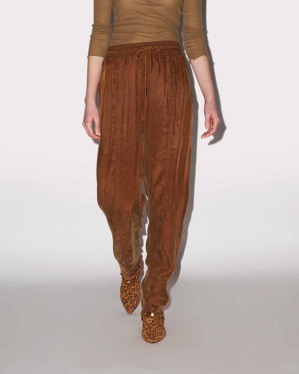 Pantaloni fluidi zaylee in raso - Tabacco - Woman - 3