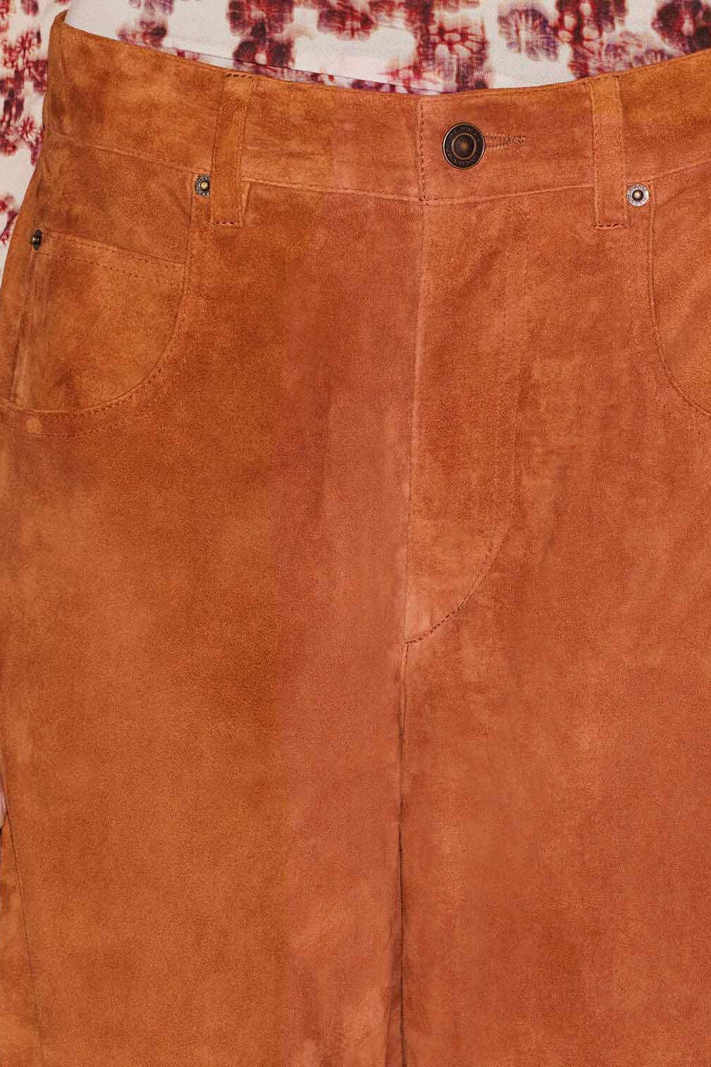 Pantalón darielle de cuero suave de ante - Cognac - Woman - 2