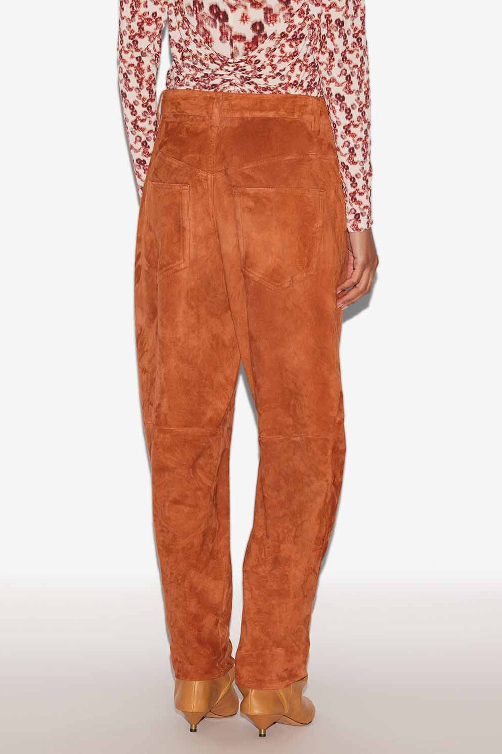 Pantalón darielle de cuero suave de ante - Cognac - Woman - 4
