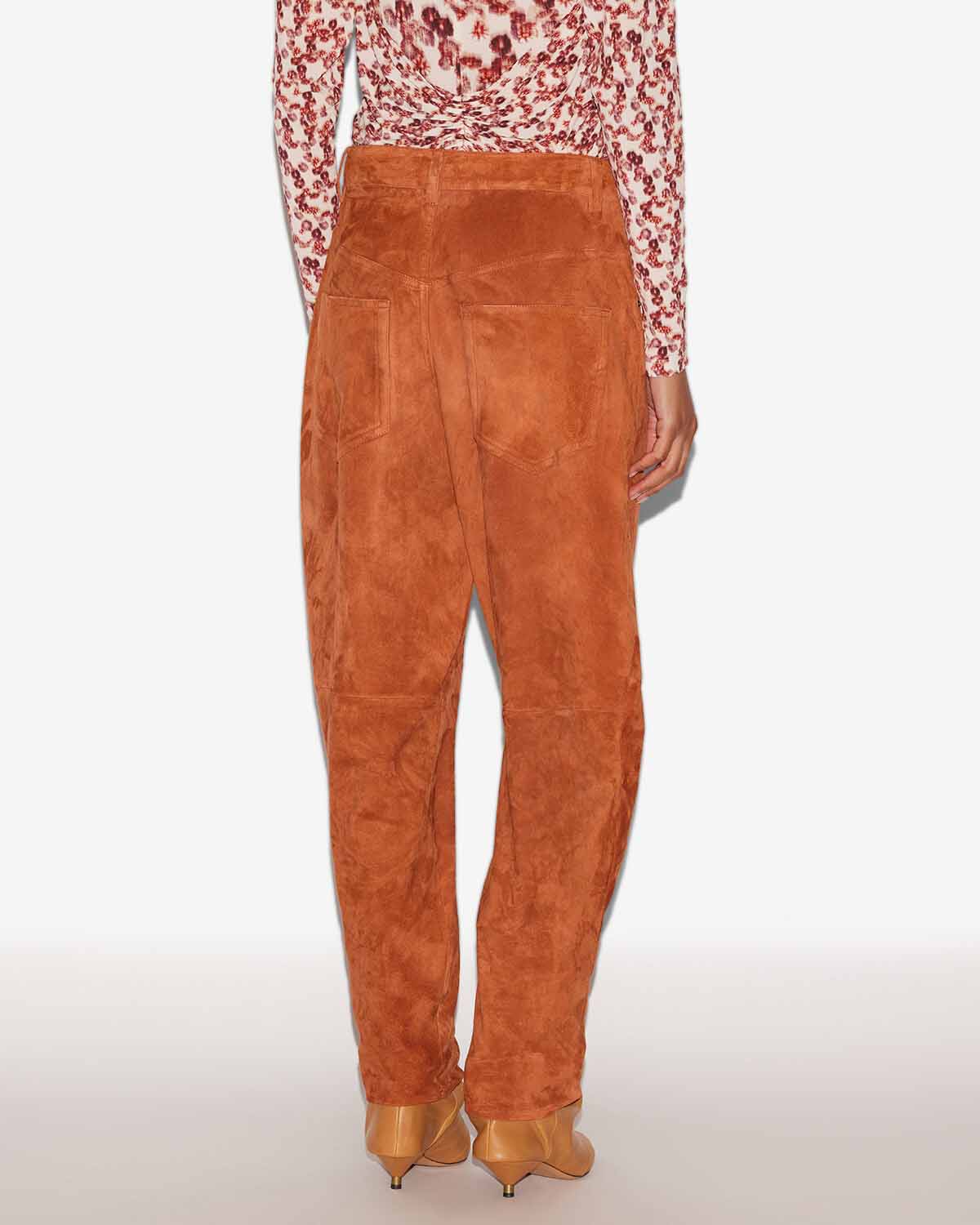 Pantalón darielle de cuero suave de ante - Cognac - Woman - 3