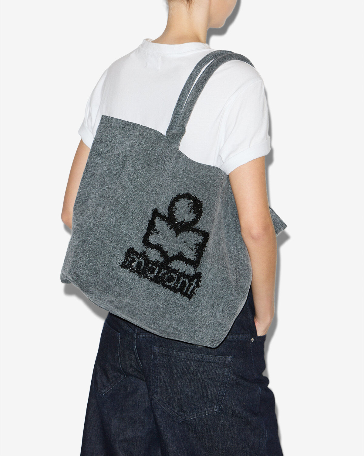 Small yenky faded cotton bag with logo - Gray - Woman - 3
