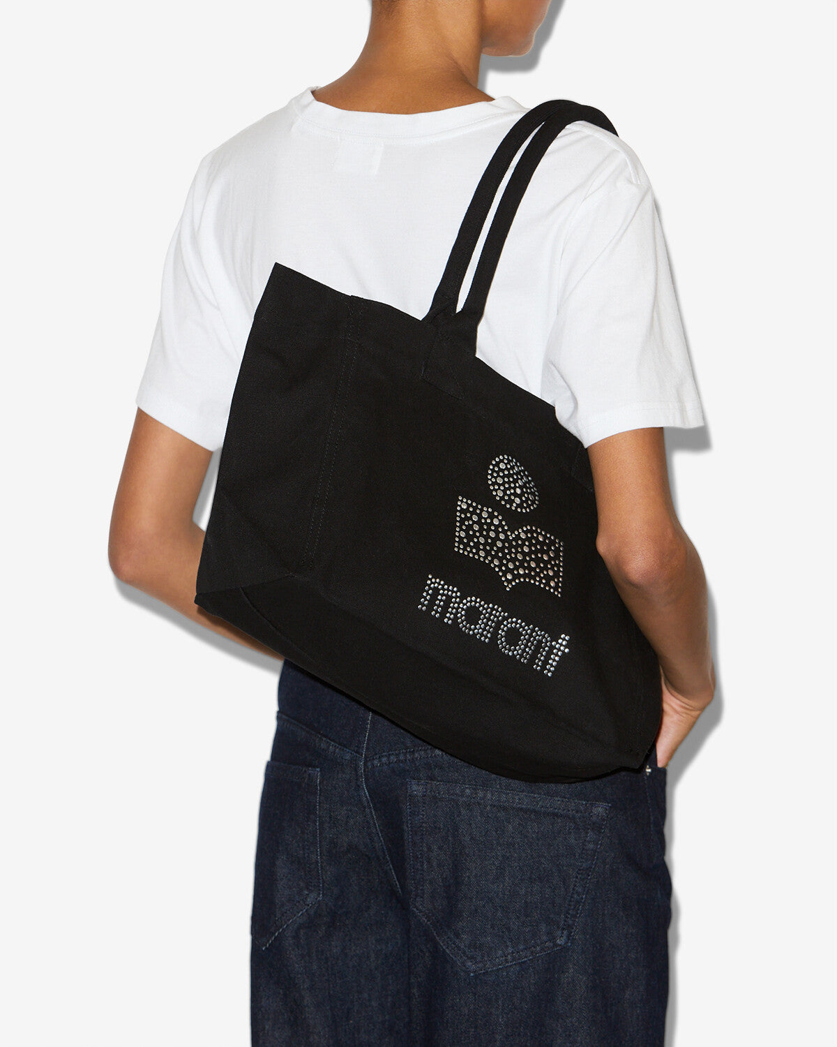 Borsa small yenky in cotone délavé con logo - Nero lavato - Woman - 4