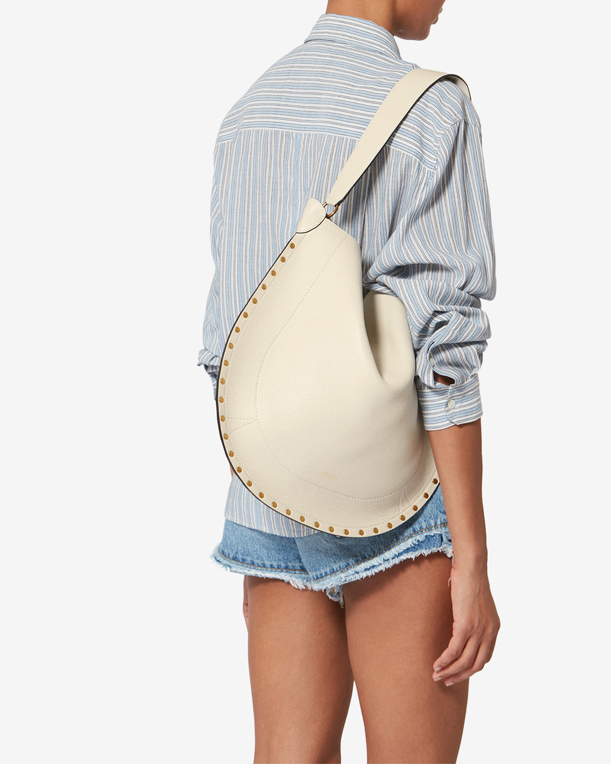 ぽこぽん OSKAN HOBO SOFT SHOULDER BAG Woman chalk | ISABEL MARANT Official