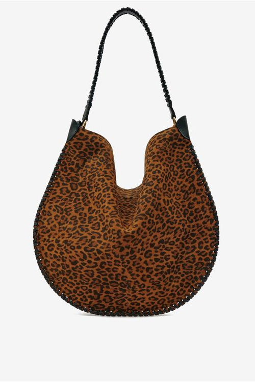 Borsa oskan hobo soft in pelle di vitello scamosciata con stampa - Leopard - Woman - 1